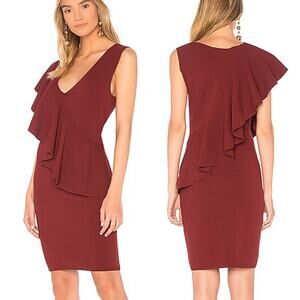 Diane von Furstenberg Ruffle Front Bodycon Dress in Bordeaux‎ size Petite